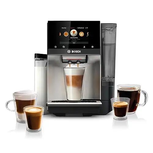 Bosch TQU60703 800 Series VeroCafe Fully Automatic Espresso Machine with Home Connect, 36 Beverage Varieties with Coffee World, Cup Warmer, Double Cup, Integrated Milk Container, in Stainless Steel