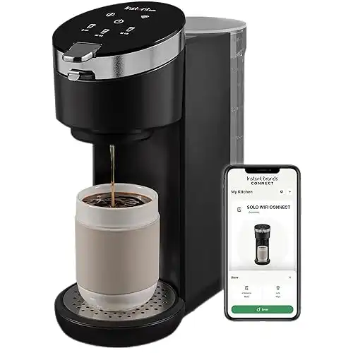 Instant Solo WIFI Connect Single Serve Coffee Maker, From the Makers of Instant Pot, Coffee Brewer, Includes Reusable Coffee Pod & Bold Setting, Brew 8 to 12oz., 40oz. Water Reservoir, Black