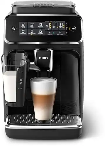 Philips 3200 Series Fully Automatic Espresso Machine w/ LatteGo, Black (Renewed)