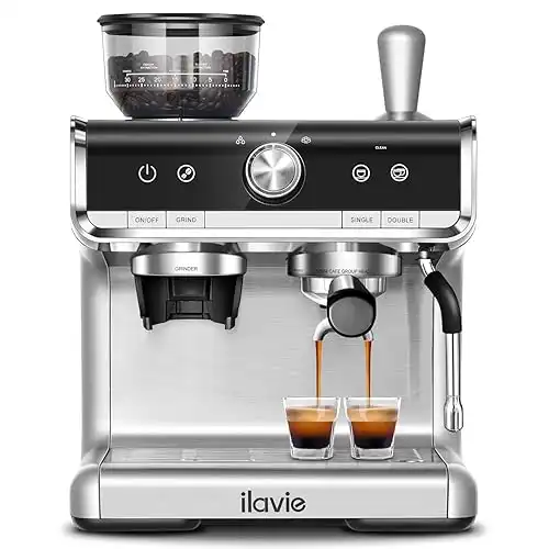 Espresso Coffee Machine 20 Bar for Home Office, Professional Cappuccino Latte Machines with Milk Frother, 2.8L Removable Water Tank, Espresso Maker with Grinder